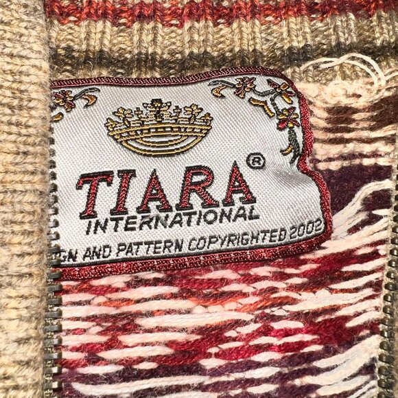 Tiara International Women Sweater Y2k Cabincore Fair-isle Zip - Picture 3 of 3